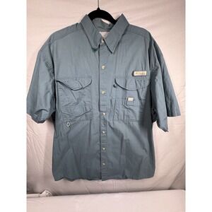 Columbia PFG Bahama II short-sleeve fishing shirt in a blue/teal color Sz Large
